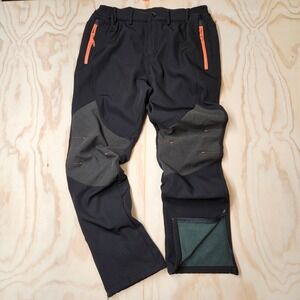 Gash Hao Mens Black Fleece Lined Softshell Hiking Pants Reinforced Knee 36x32